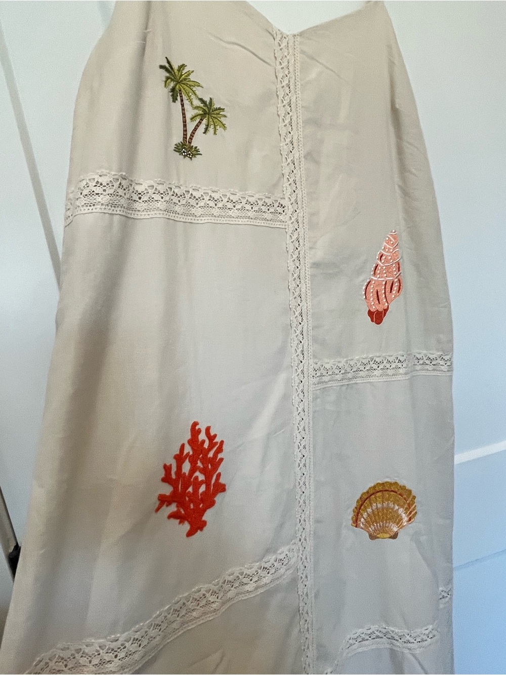 NWT cream color embroidered cotton tropical lace resort beachy summer dress Sz M - Picture 7 of 15